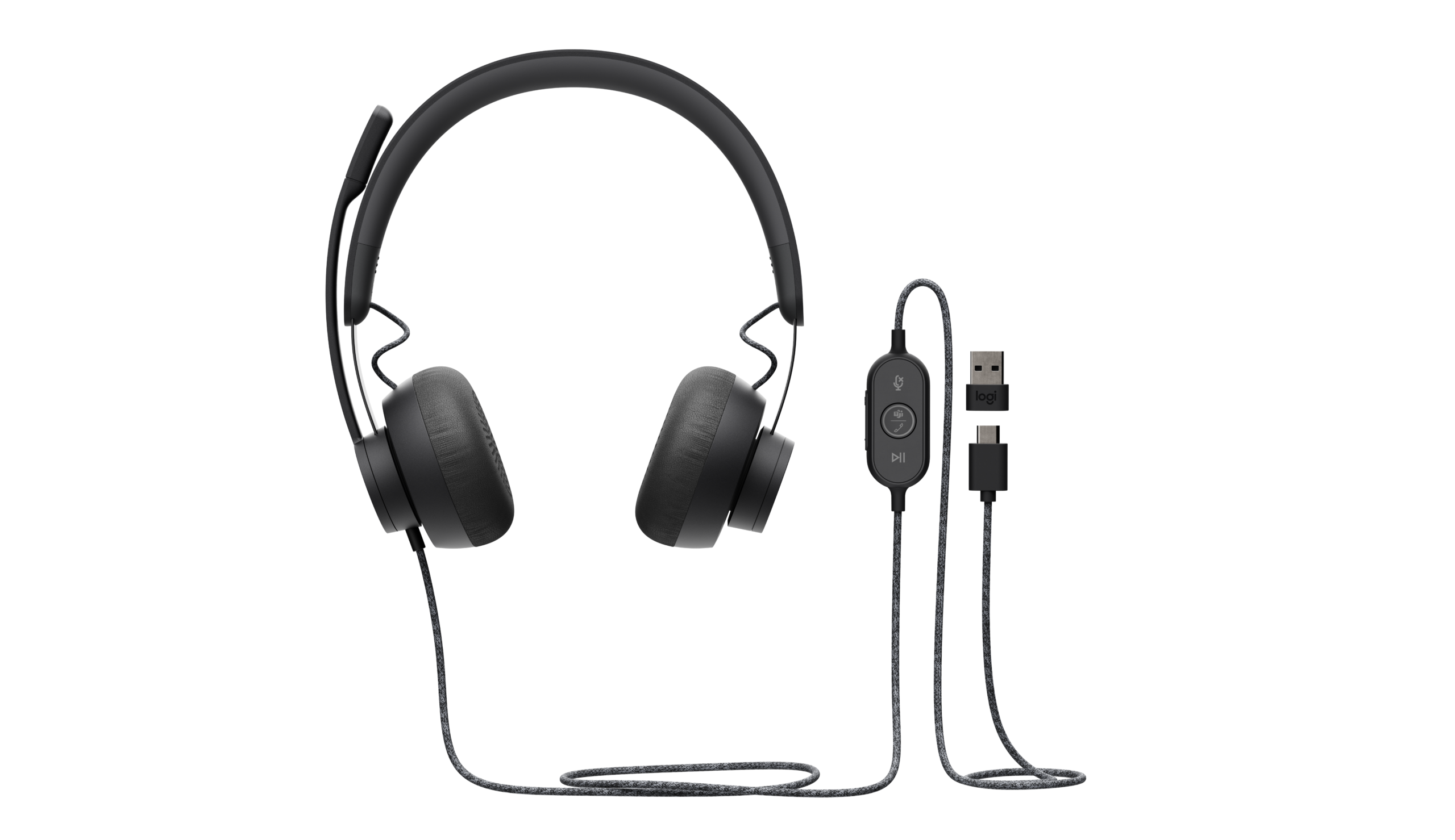 Logitech Zone Wired MSFT Teams - Auscultadores - no ouvido - com cabo - USB-C - grafite - Certificado para Microsoft Teams