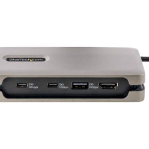 StarTech.com USB-C Multiport Adapter, 4K 60Hz HDMI 2.0b, HDR, USB 3.2 Gen 2 10Gbps Hub (2xUSB-C, 1xUSB-A), 100W PD Pass-Through, Mini Travel Dock, 12"/30cm Cable, Laptop Docking Station - estação de engate - USB-C 3.2 Gen 2 / Thunderbolt 3 / Thunderbolt 4 - HDMI - 1GbE