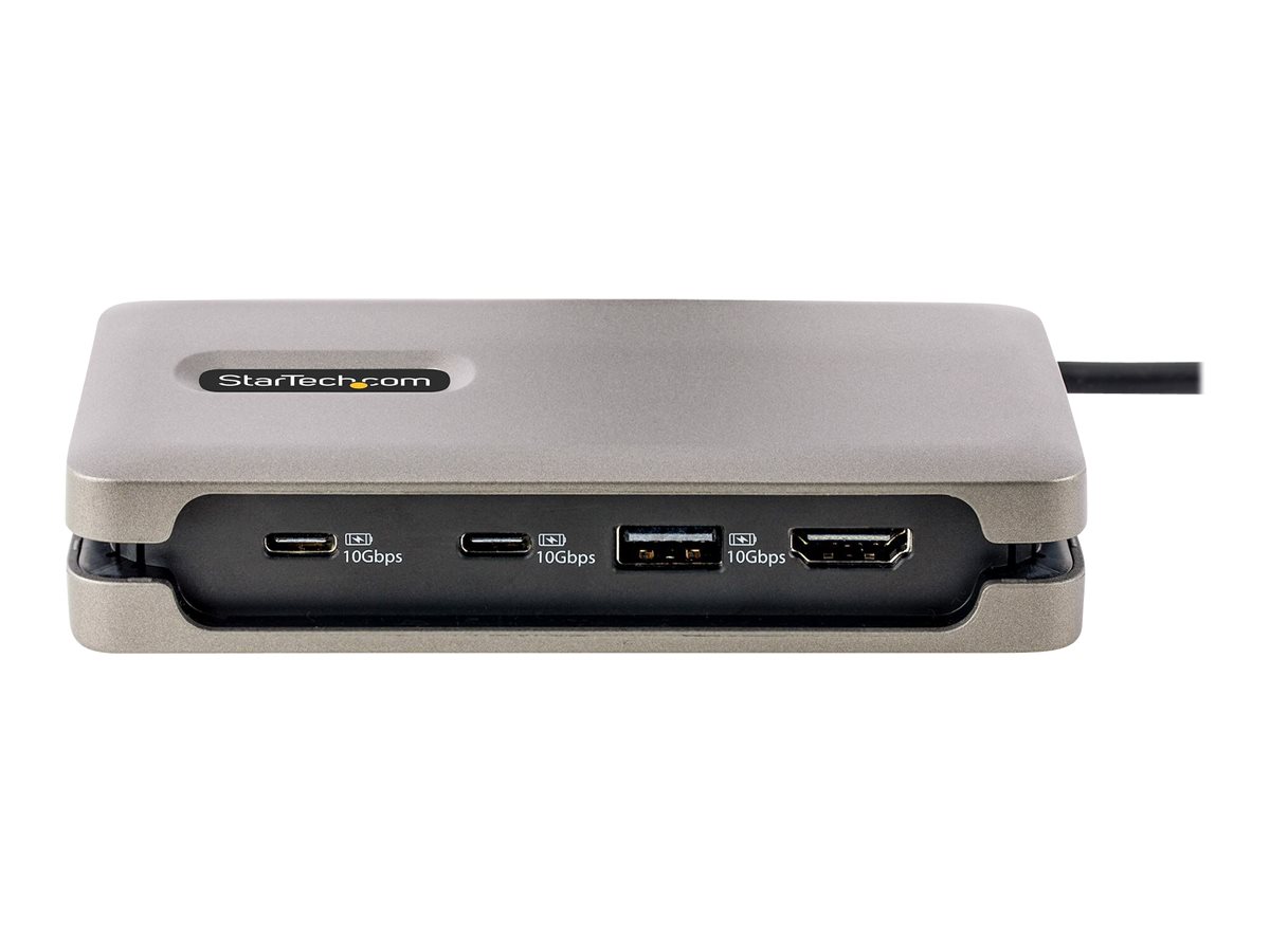 StarTech.com USB-C Multiport Adapter, 4K 60Hz HDMI 2.0b, HDR, USB 3.2 Gen 2 10Gbps Hub (2xUSB-C, 1xUSB-A), 100W PD Pass-Through, Mini Travel Dock, 12"/30cm Cable, Laptop Docking Station - estação de engate - USB-C 3.2 Gen 2 / Thunderbolt 3 / Thunderbolt 4 - HDMI - 1GbE