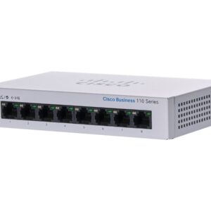 Cisco Business 110 Series 110-8T-D - Interruptor - sem gestão - 8 x 10/100/1000 - montável em trilho, desktop, montável na parede - alimentação DC
