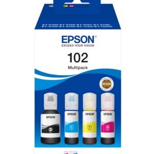 Epson 102 Multipack - Pack de 4 - preto, amarelo, azul cyan, magenta - original - tinteiro - para EcoTank ET-15000, 2750, 2751, 2756, 2850, 2851, 2856, 3850, 4750, 4850, 4856