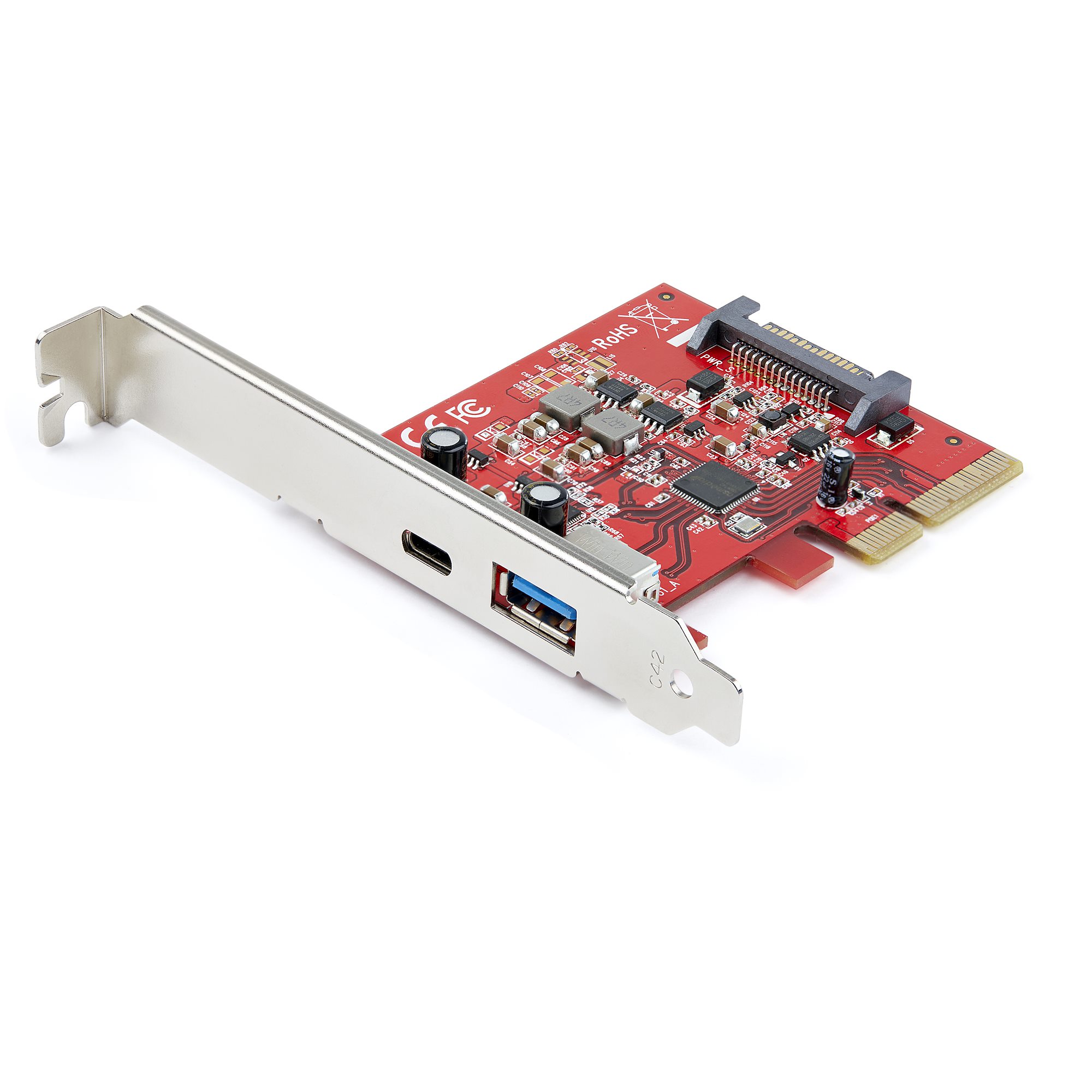 StarTech.com 2-Port 10Gbps USB-A & USB-C PCIe Card, USB 3.1 Gen 2 PCI Express Type C/A Host Controller Card Adapter, USB 3.2 Gen 2x1 PCIe Desktop Expansion Add-On Card, Windows/macOS/Linux - Full/Low-Profile - Adaptador USB - PCIe 3.0 x4 - USB-C 3.1
