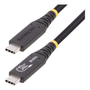 StarTech.com 1m (3.3ft) USB4 Cable, USB-IF Certified USB-C Cable, 40 Gbps - Cabo USB - USB-C (M) para USB-C (M) - USB4 / Thunderbolt 3 / Thunderbolt 4 / DisplayPort 1.4 - 48 V - 5 A - 1 m - sem halogéneo, passivo, suporte 4K120Hz, suporte 8K60Hz, gam
