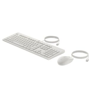 HP 225 - Conjunto de teclado e rato - ambidestro, layout de 3 zonas, curso padrão das teclas - full size - USB - Português - branco cashmere