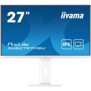 iiyama ProLite XUB2797HSU-W2 - Monitor LED - 27" - 1920 x 1080 Full HD (1080p) @ 100 Hz - IPS - 300 cd/m² - 1000:1 - 1 ms - HDMI, DisplayPort - altifalantes - branco, mate