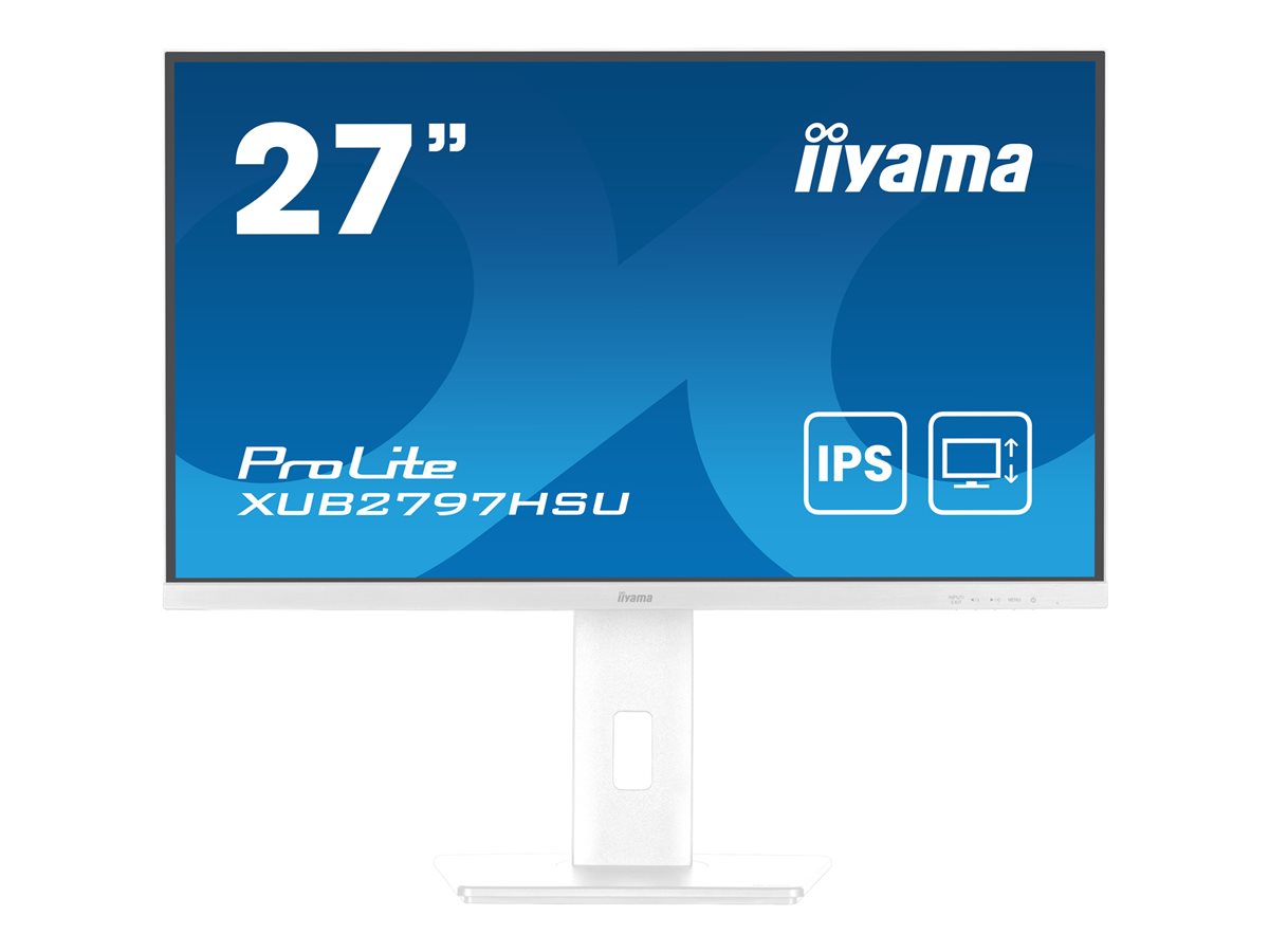 iiyama ProLite XUB2797HSU-W2 - Monitor LED - 27" - 1920 x 1080 Full HD (1080p) @ 100 Hz - IPS - 300 cd/m² - 1000:1 - 1 ms - HDMI, DisplayPort - altifalantes - branco, mate