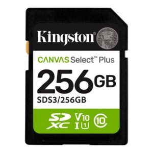 Kingston Canvas Select Plus - Cartão de memória flash - 256 GB - Video Class V10 / UHS-I U1 / Class10 - SDXC UHS-I