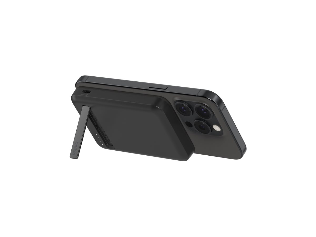 Belkin BoostCharge Pro - Power bank sem fios - magnético com Qi2 - 5000 mAh - 15 Watt - Fast Charge (USB-C) - no cabo: USB-C - preto