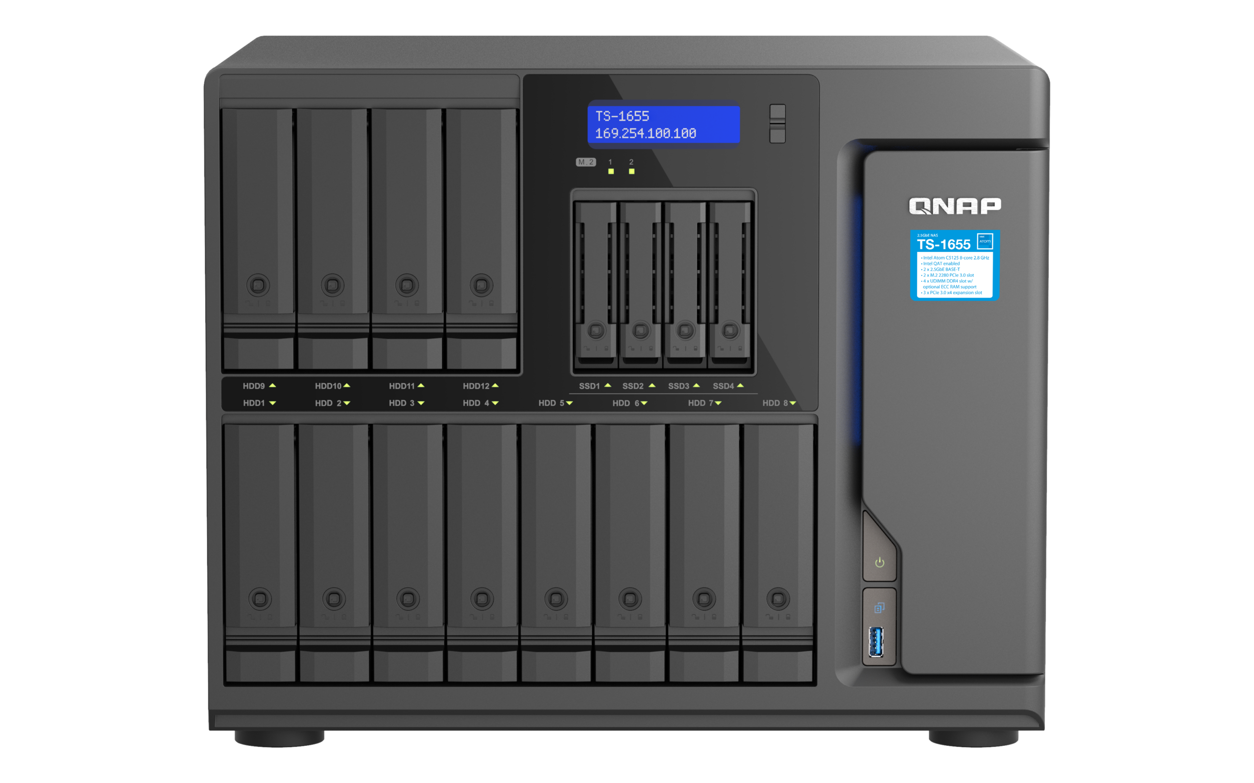QNAP TS-1655 - Servidor NAS - 16 baias - SATA 6Gb/s - RAID (expansão de disco rígido) JBOD, 0, 1, 5, 6, 10, 50, 60 - RAM 8 GB - 2.5 Gigabit Ethernet - iSCSI assistência