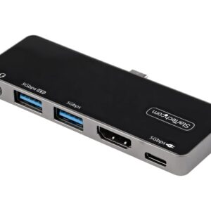 StarTech.com USB C Multiport Adapter, USB-C Mini Dock, USB-C to 4K 60Hz HDMI 2.0, With 100W Power Delivery Pass-Through Charging, 3-Port USB 3.0 Hub, Audio, USB Type-C Multiport Adapter - USB-C Travel Dock - Estação de engate - USB-C - HDMI