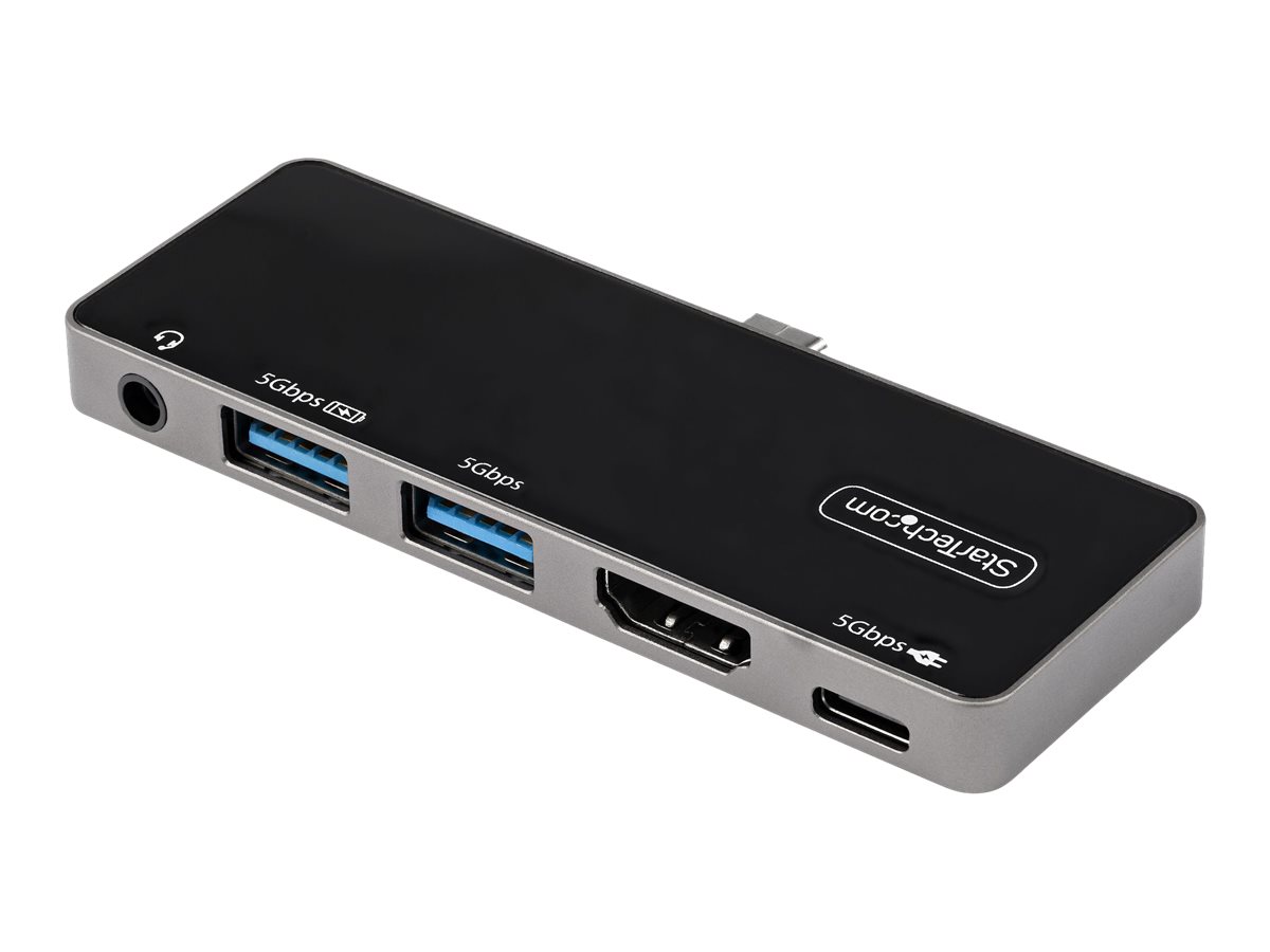 StarTech.com USB C Multiport Adapter, USB-C Mini Dock, USB-C to 4K 60Hz HDMI 2.0, With 100W Power Delivery Pass-Through Charging, 3-Port USB 3.0 Hub, Audio, USB Type-C Multiport Adapter - USB-C Travel Dock - Estação de engate - USB-C - HDMI