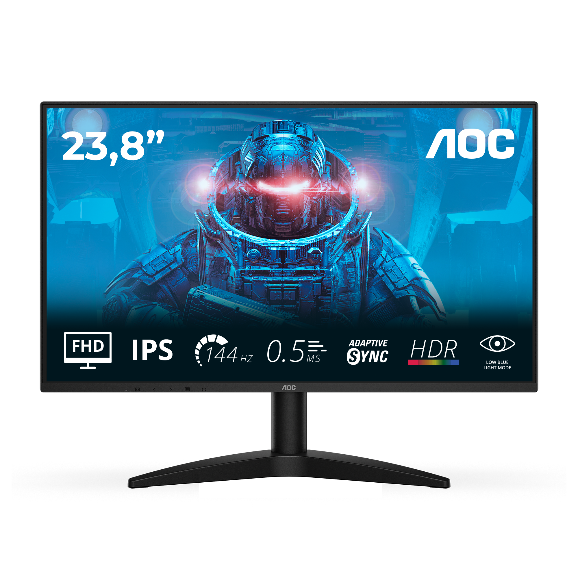 AOC 24B36X - Monitor LED - 24" (23.8" visível) - 1920 x 1080 Full HD (1080p) @ 144 kHz - IPS - 1500:1 - HDR10 - 0.5 ms - HDMI, DisplayPort - preto