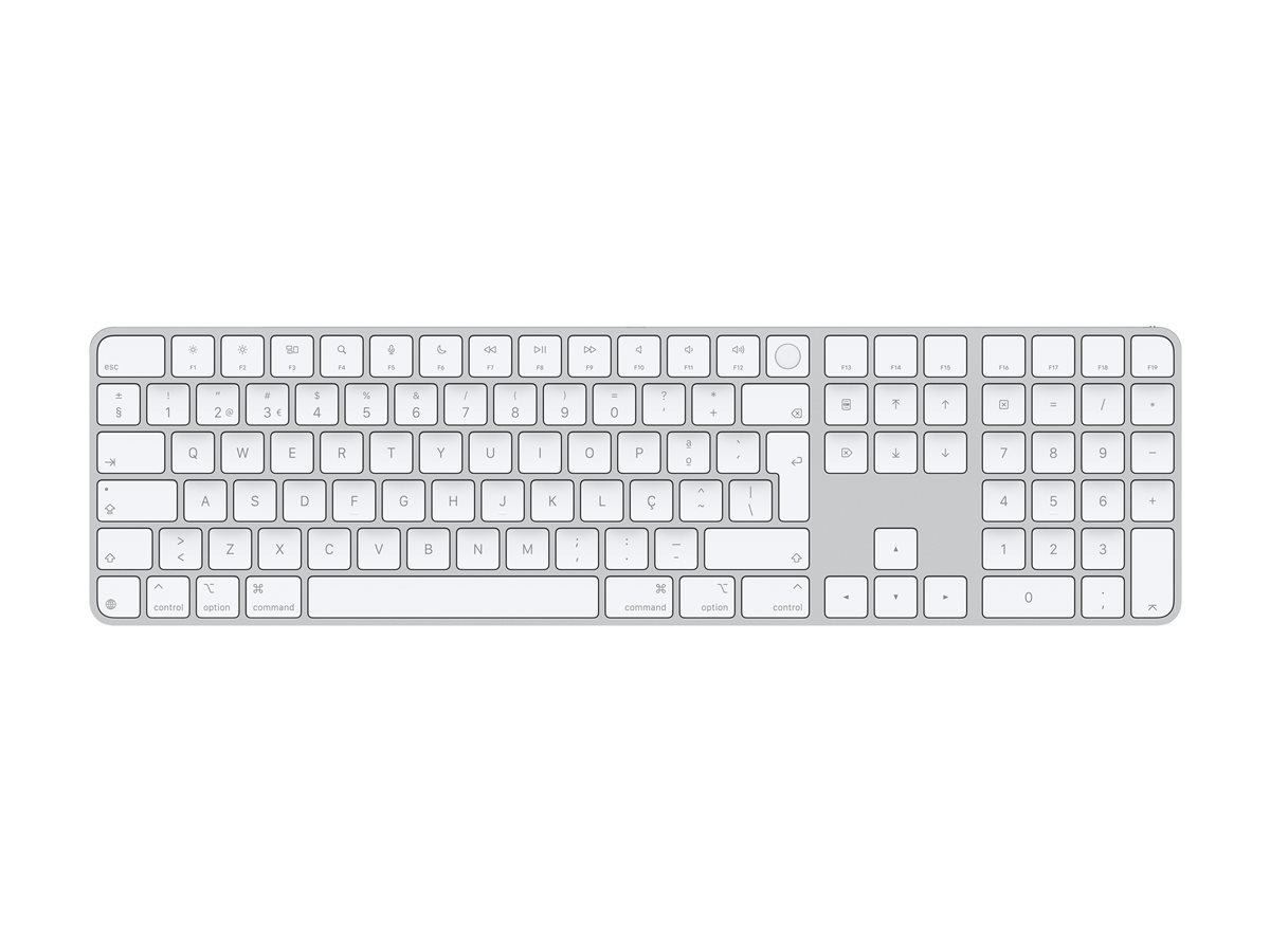 Apple Magic Keyboard with Touch ID and Numeric Keypad - Teclado - USB-C - sem fios - Bluetooth - QWERTY - Português - teclas brancas