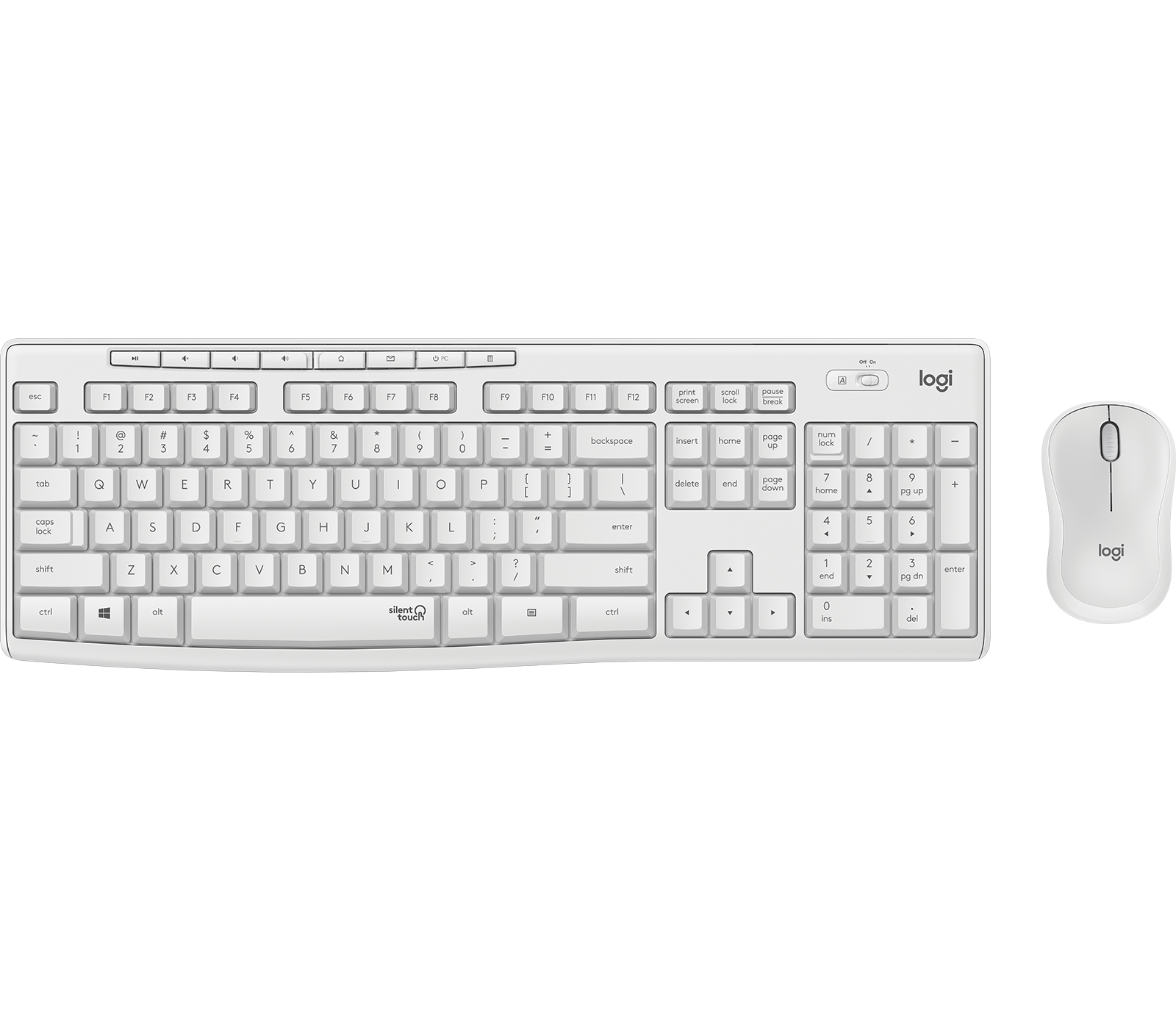 Logitech MK295 Silent - Conjunto de teclado e rato - sem fios - 2.4 GHz - QWERTZ - Alemão - esbranquiçado