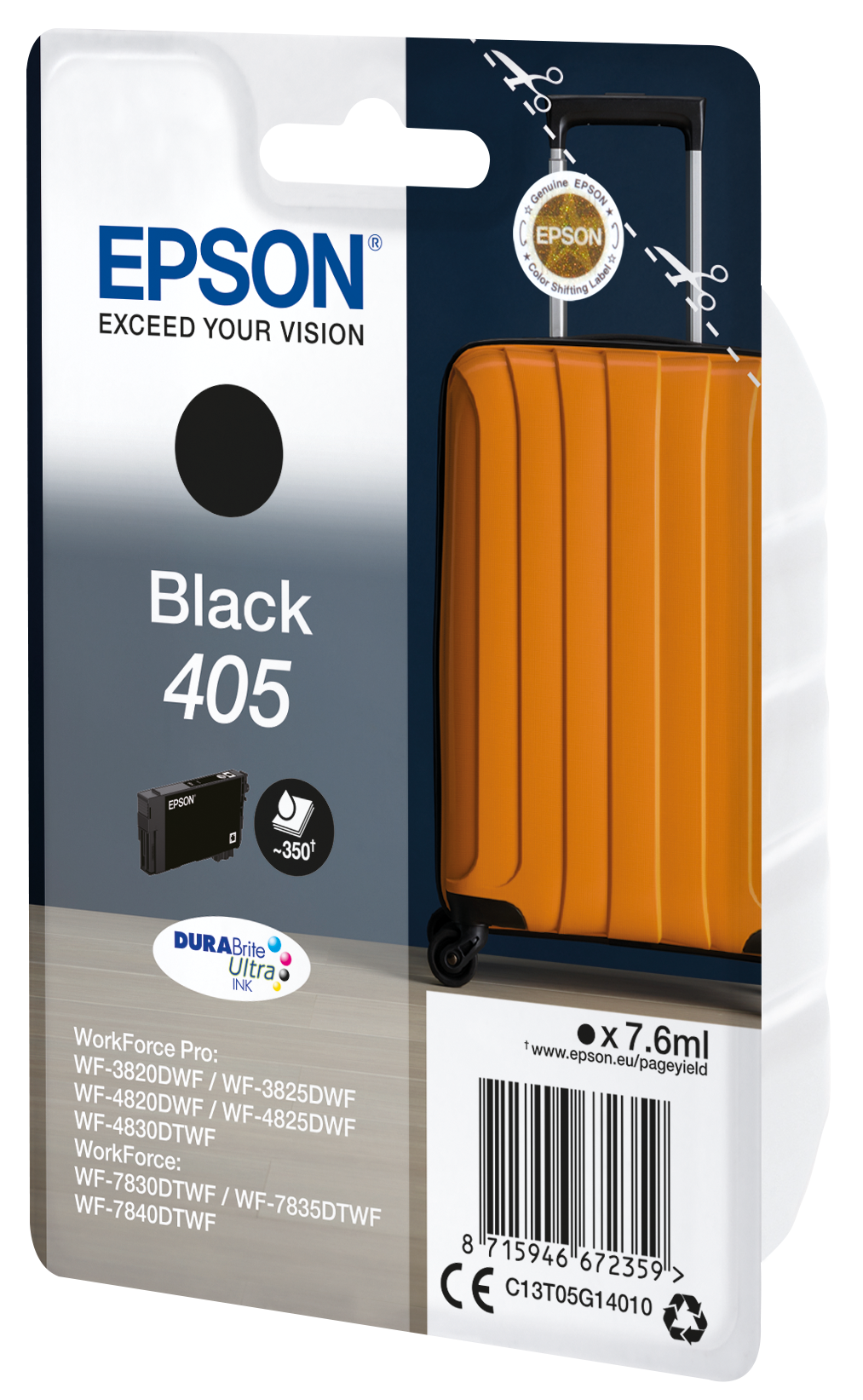 Epson 405 - 7.6 ml - preto - original - tinteiro - para WorkForce WF-7310, 7830, 7835, 7840, WorkForce Pro WF-3820, 3825, 4820, 4825, 4830, 7840 - Image 2