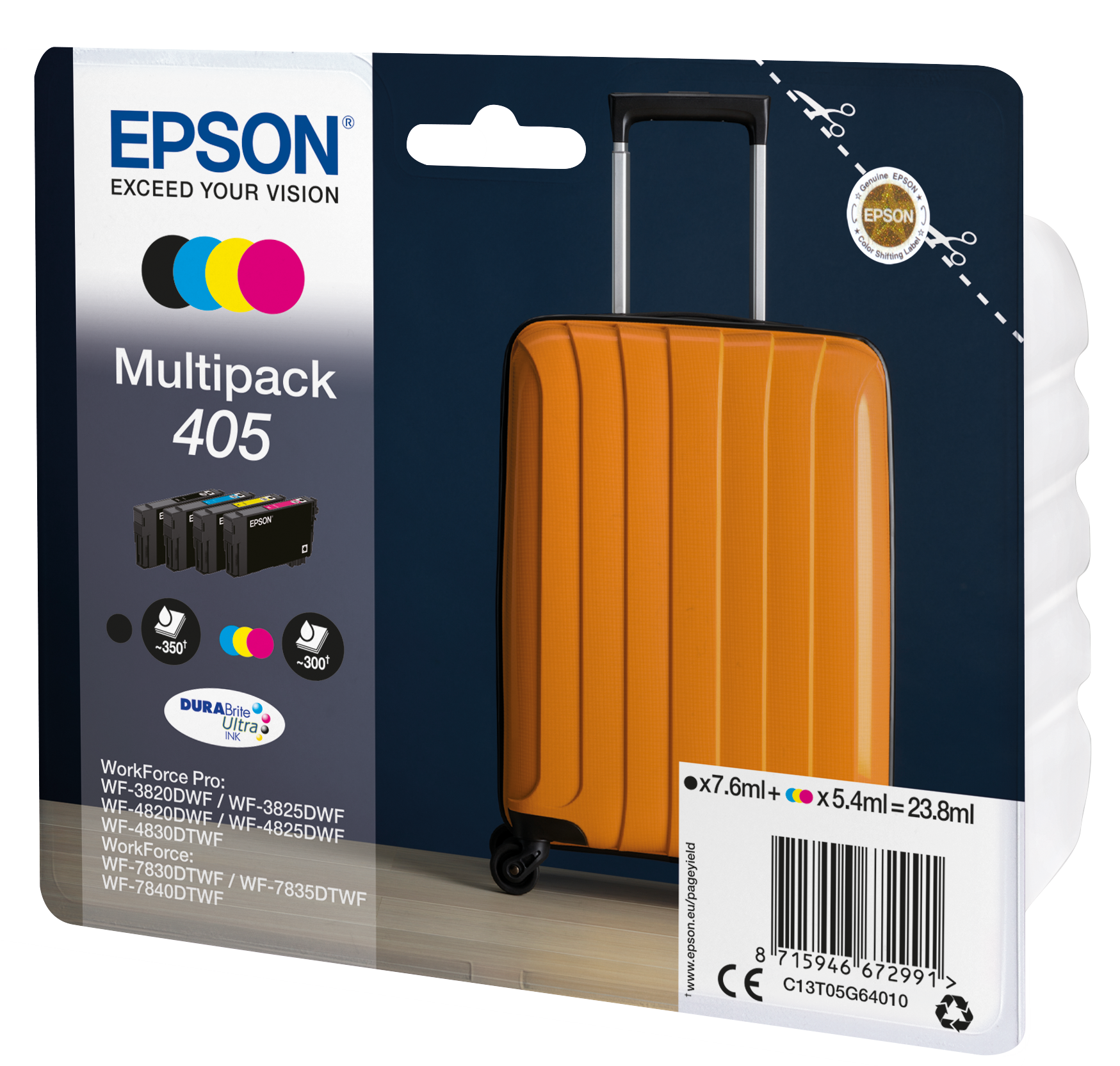 Epson 405 - Pack de 4 - preto, amarelo, azul cyan, magenta - original - tinteiro - para WorkForce WF-7310, 7830, 7835, 7840, WorkForce Pro WF-3820, 3825, 4820, 4825, 4830, 7840 - Image 2