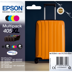Epson 405XL Multipack - Pack de 4 - XL - preto, amarelo, azul cyan, magenta - original - tinteiro - para WorkForce WF-7310, 7830, 7835, 7840, WorkForce Pro WF-3820, 3825, 4820, 4825, 4830, 7840