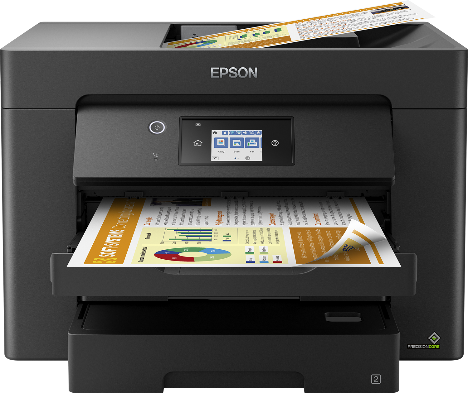 Epson WorkForce WF-7830DTWF - Impressora multi-funções - a cores - jacto de tinta - A3 (297 x 420 mm) (original) - A3 (media) - até 25 ppm (impressão) - 500 folhas - 33.6 Kbps - USB 2.0, LAN, Wi-Fi(n)