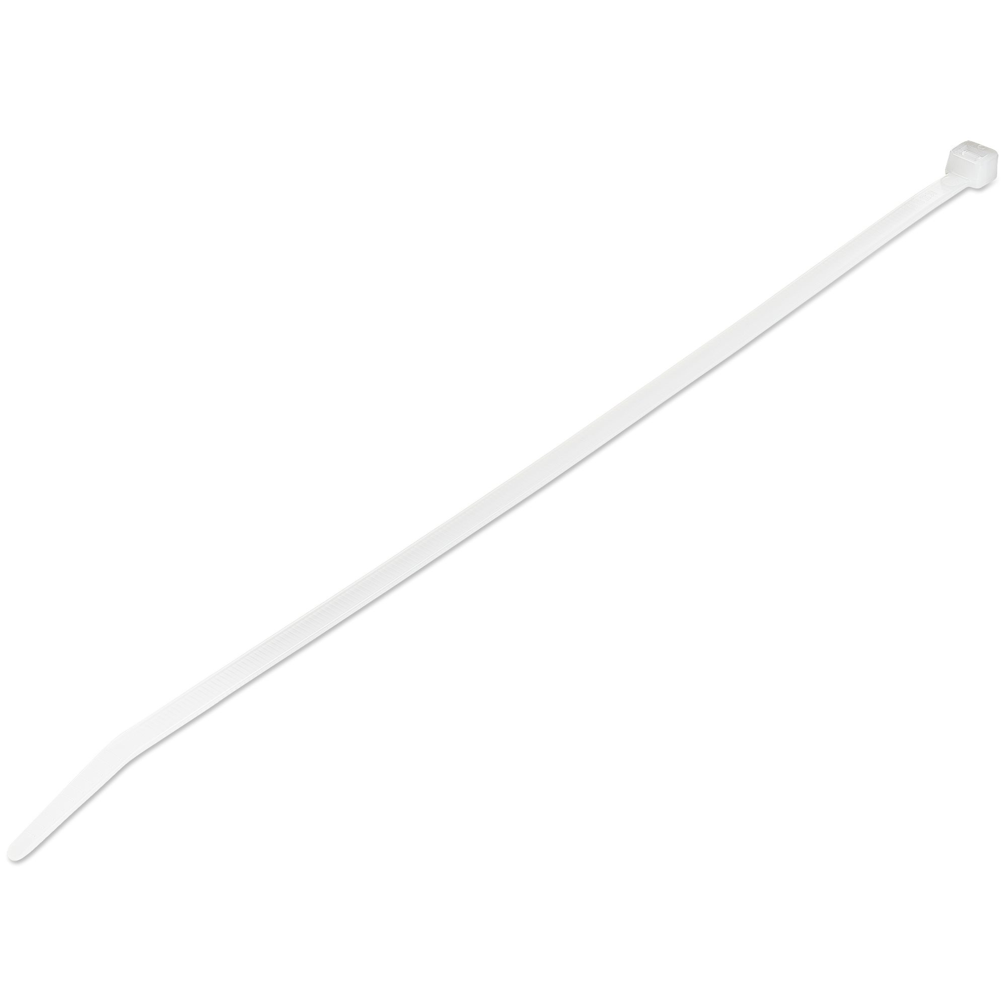 StarTech.com 10"(25cm) Cable Ties, 1/8"(4mm) wide, 2-5/8"(68mm) Bundle Diameter, 50lb(22kg) Tensile Strength, Nylon Self Locking Zip Ties w/ Curved Tip, 94V-2/UL Listed, 100 Pack, White - Nylon 66 Plastic - TAA (CBMZT10N) - Laço de cabo - 25.4 cm - b