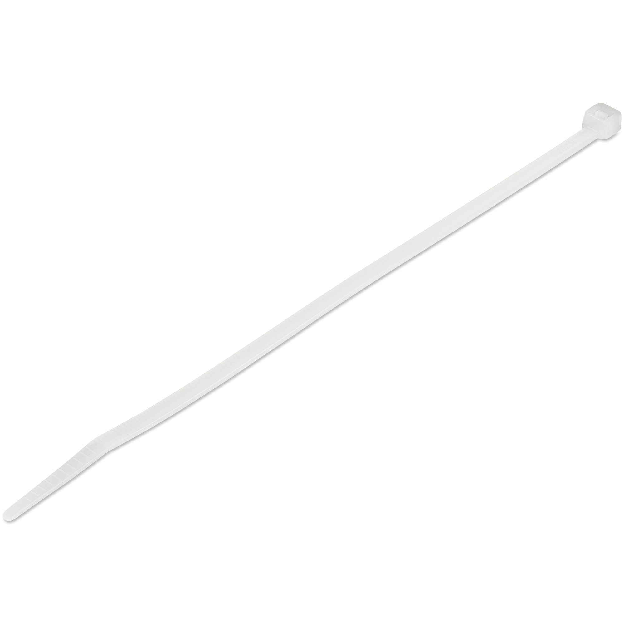 StarTech.com 20cm(8") Cable Ties, 4mm(1/8") wide, 55mm(2-1/8") Bundle Diameter, 22kg(50lb) Tensile Strength, Nylon Self Locking Zip Ties with Curved Tip, 94V-2/UL Listed, 100 Pack, White - Nylon 66 Plastic - TAA (CBMZT8N) - Laço de cabo - 20.32 cm -