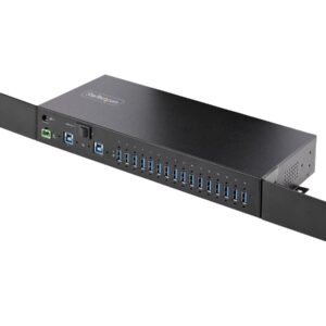 StarTech.com 16-Port Industrial USB 3.0 Hub 5Gbps, Metal, DIN/Surface/Rack Mountable, ESD Protection, Terminal Block Power, up to 120W Shared USB Charging, Dual-Host Hub/Switch (5G16AINDS-USB-A-HUB) - Hub - industrial - 16 x USB 3.2 Gen 1 - desktop,