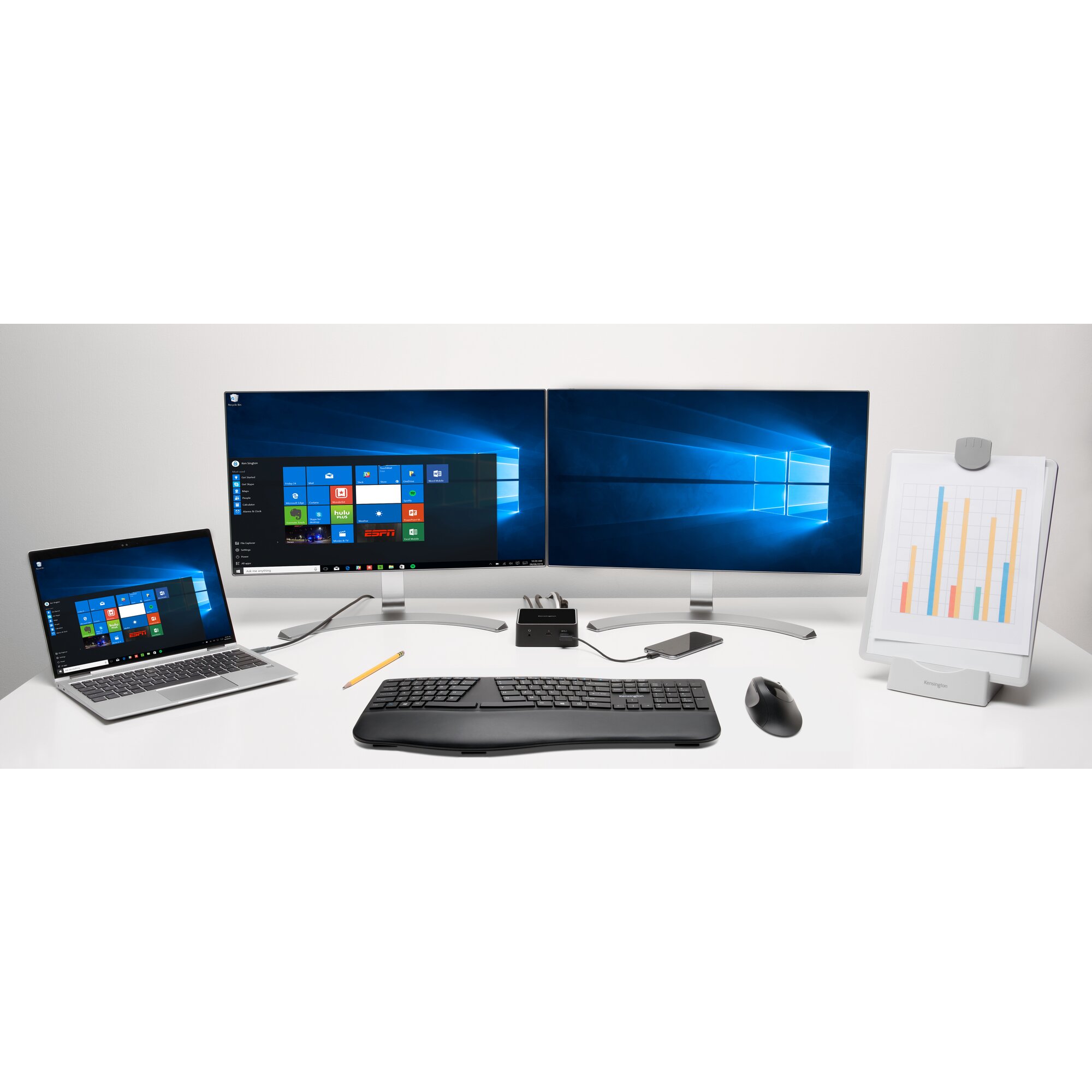 Kensington Pro Fit Ergo Wireless Mouse - Rato - ergonómico - 5 botões - sem fios - 2.4 GHz, Bluetooth 4.0 LE - receptor sem fio USB - preto - retalho - Image 4