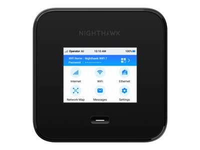 NETGEAR Nighthawk M7 Pro - Hotspot móvel - 5G - 6 Gbps - Wi-Fi 5, Wi-Fi 6, Wi-Fi 7, 2.5GbE, 1GbE