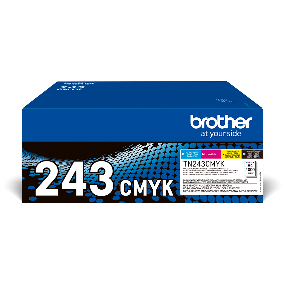 Brother TN243CMYK Value Pack - Pack de 4 - preto, amarelo, azul cyan, magenta - original - cartucho de toner - para Brother DCP-L3510CDW, DCP-L3517CDW, DCP-L3550CDW, DCP-L3550DW, MFC-L3730CDN