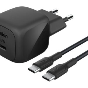 Belkin BoostCharge - Adaptador de alimentação - compacto - 45 Watt - Fornecimento de Energia 3.1, Fast Charge (USB-C) - no cabo: USB-C - com Cabo USB-C (1m)