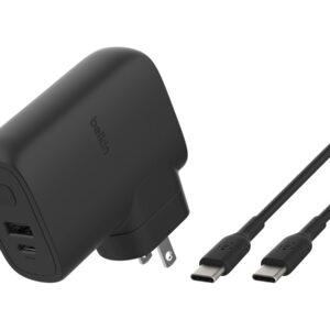 Belkin BoostCharge - Adaptador de alimentação / bateria portátil - 5000 mAh - 25 Watt - Fast Charge, PD 3.0 - 2 conectores de saída (USB, USB-C) - preto