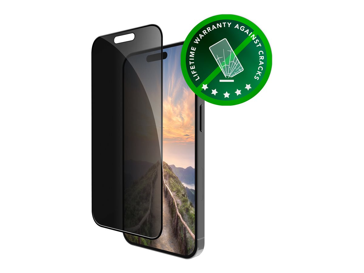 dbramante1928 Eco-shield - Protector de ecrã para telemóvel - película - com filtro de privacidade - cor da moldura preto - para Apple iPhone 16