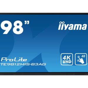 iiyama ProLite TE9812MIS-B3AG - 98" Classe Diagonal (97.5" visível) ecrã LCD com luz de fundo LED - sinalização digital interativa - com tela sensível ao toque (multi toque) / capacidade opcional de PC embutido - 4K UHD (2160p) 3840 x 2160 - moldura