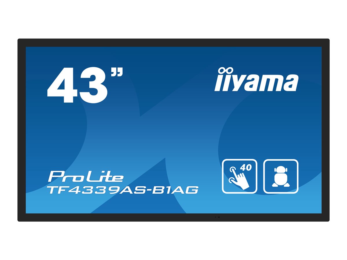 iiyama ProLite TF4339AS-B1AG - 43" Classe Diagonal (42.5" visível) ecrã LCD com luz de fundo LED - sinalização digital - com leitor de multimédia e ecrã tátil incorporados (multi toque) - 4K UHD (2160p) 3840 x 2160 - moldura preta com acabamento mate