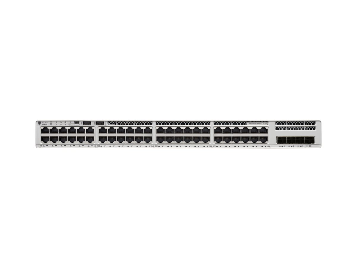 Cisco Catalyst 9200L - Network Advantage - interruptor - L3 - 48 x 10/100/1000 (PoE+) + 4 x 10 Gigabit SFP+ (uplink) - montável em trilho - PoE+ (370 W)