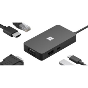 Microsoft USB-C Travel Hub - Estação de engate - USB-C - VGA, HDMI - 1GbE - comercial