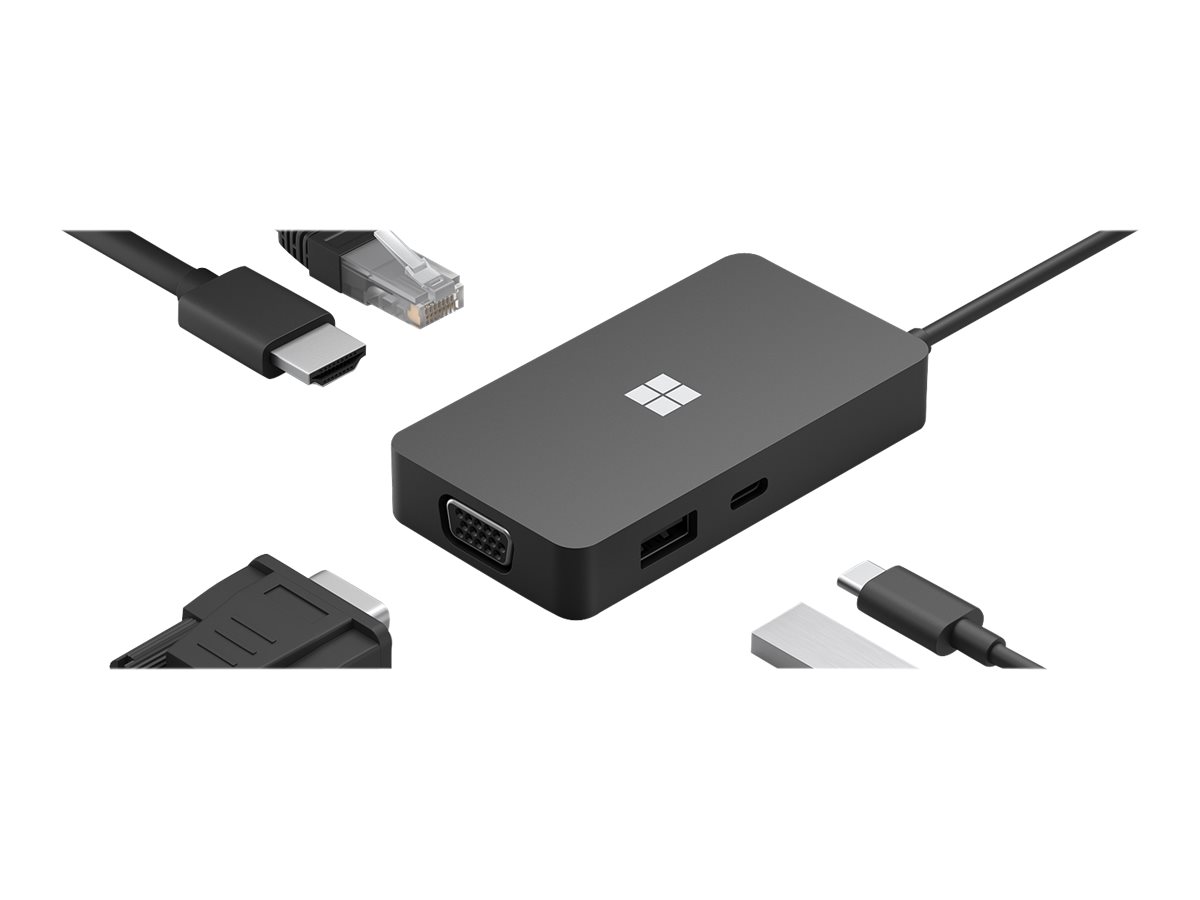 Microsoft USB-C Travel Hub - Estação de engate - USB-C - VGA, HDMI - 1GbE - comercial