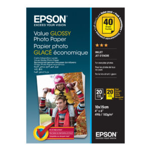 Epson Value Photo Paper Glossy - Brilhante - 100 x 150 mm 20 folha(s) papel fotográfico (pacote de 2) - para Expression Home HD XP-15000, Expression Premium XP-900, XP-900 Stickers