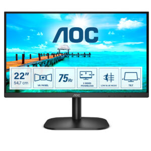 AOC 22B2H/EU - Monitor LED - 22" (21.5" visível) - 1920 x 1080 Full HD (1080p) @ 75 Hz - VA - 200 cd/m² - 3000:1 - 4 ms - HDMI, VGA - preto