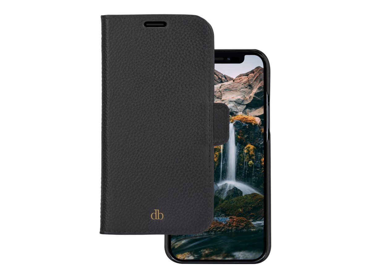 dbramante1928 New York - Capa flip cover para telemóvel - detachable magnetic back-cover - couro Saffiano - preto noite - para Apple iPhone 13 Pro Max