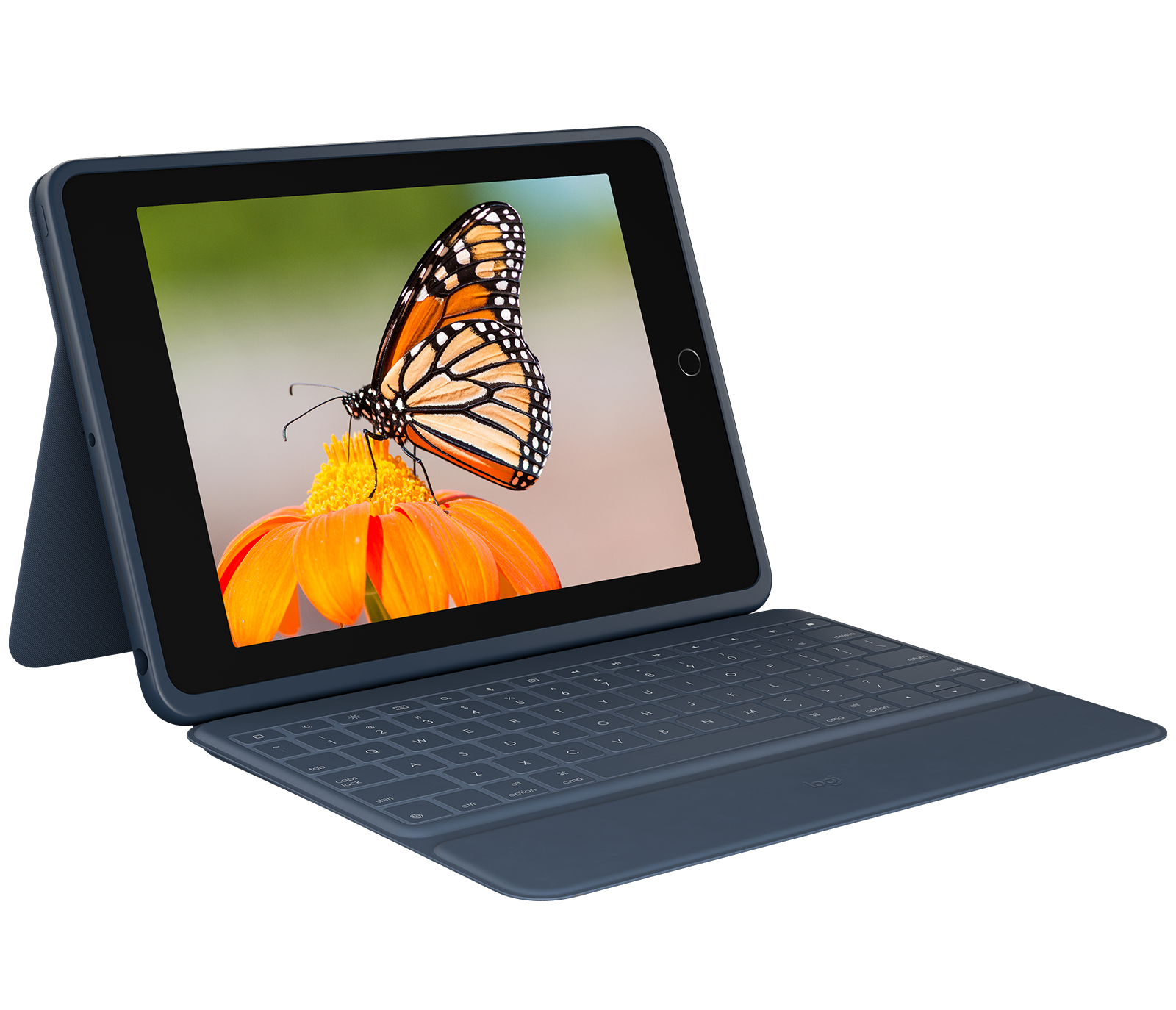 Logitech Rugged Combo 3 - Teclado e pasta de folio - Apple Smart connector - azul clássico - para Apple 10.2-inch iPad (7ª geração, 8ª geração, 9ª geração)