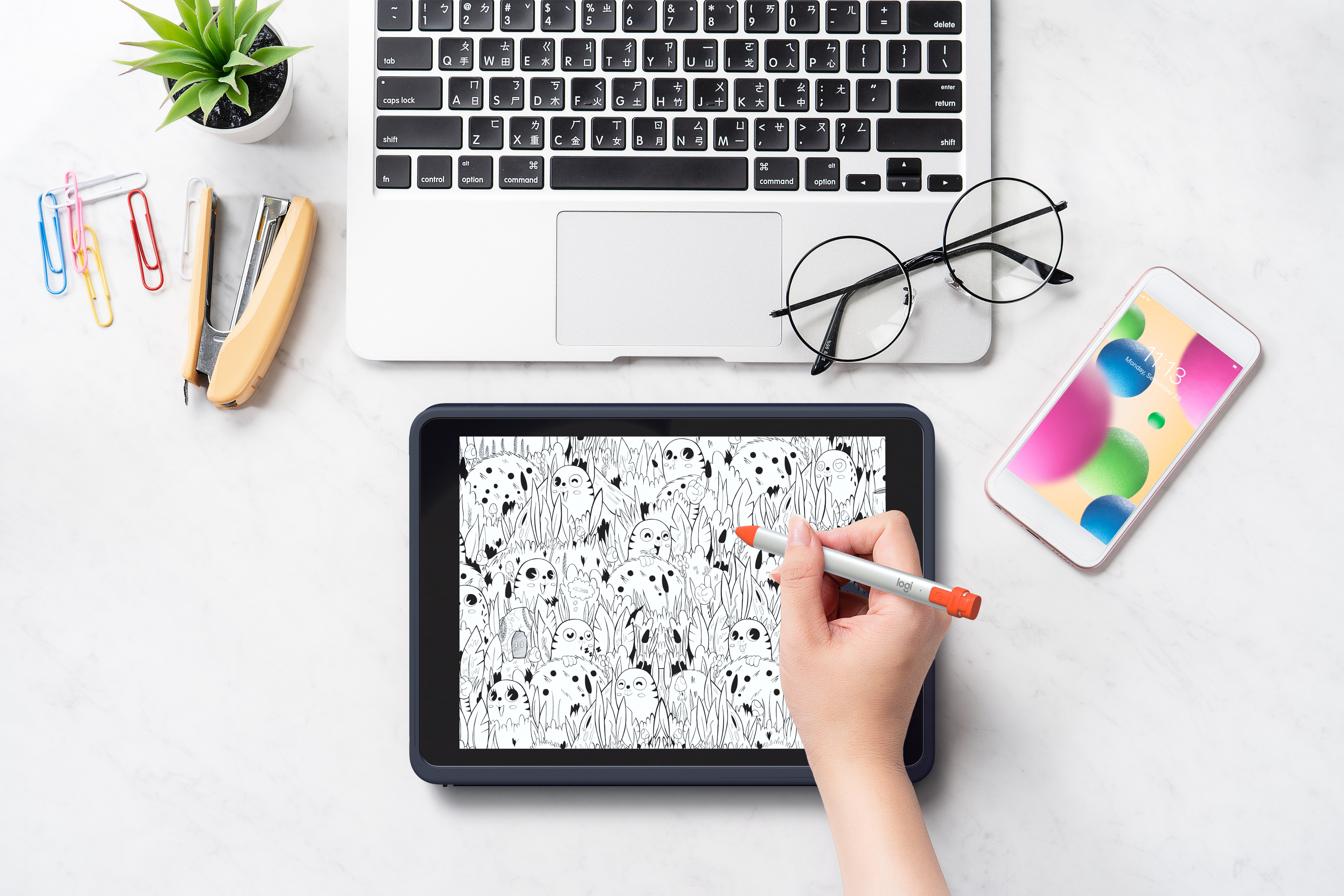 Logitech Rugged Combo 3 For Education - Master Pack - teclado e pasta de folio - Apple Smart connector - educação K-12 - para Apple 10.2-inch iPad (7ª geração, 8ª geração, 9ª geração) - Image 10