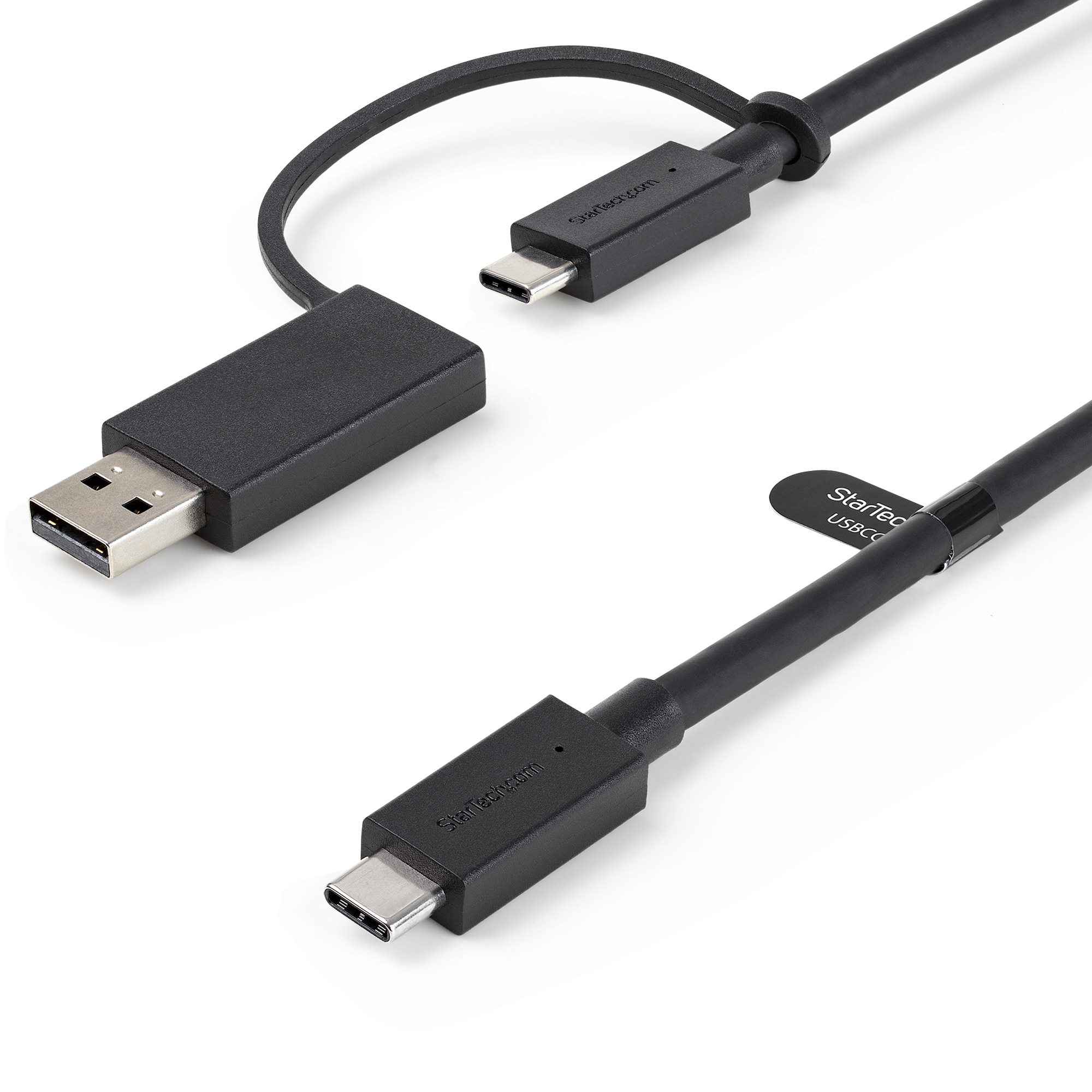 StarTech.com 3ft (1m) USB C Cable w/ USB-A Adapter Dongle, Hybrid 2-in-1 USB C Cable w/ USB-A | USB-C to USB-C (10Gbps/100W PD), USB-A to USB-C (5Gbps), USB-A Host to USB-C DisplayLink Dock - Ideal for Hybrid Dock (USBCCADP) - Cabo USB - USB-C (M) pa