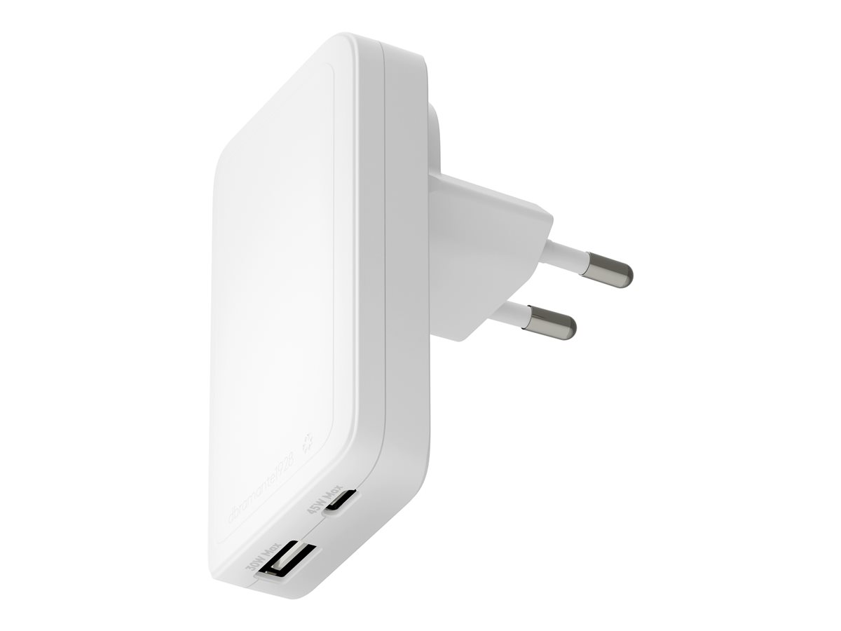 dbramante1928 re-charge Pro - Adaptador de alimentação - fino - 45 Watt - 2 conectores de saída (USB-C, USB) - branco