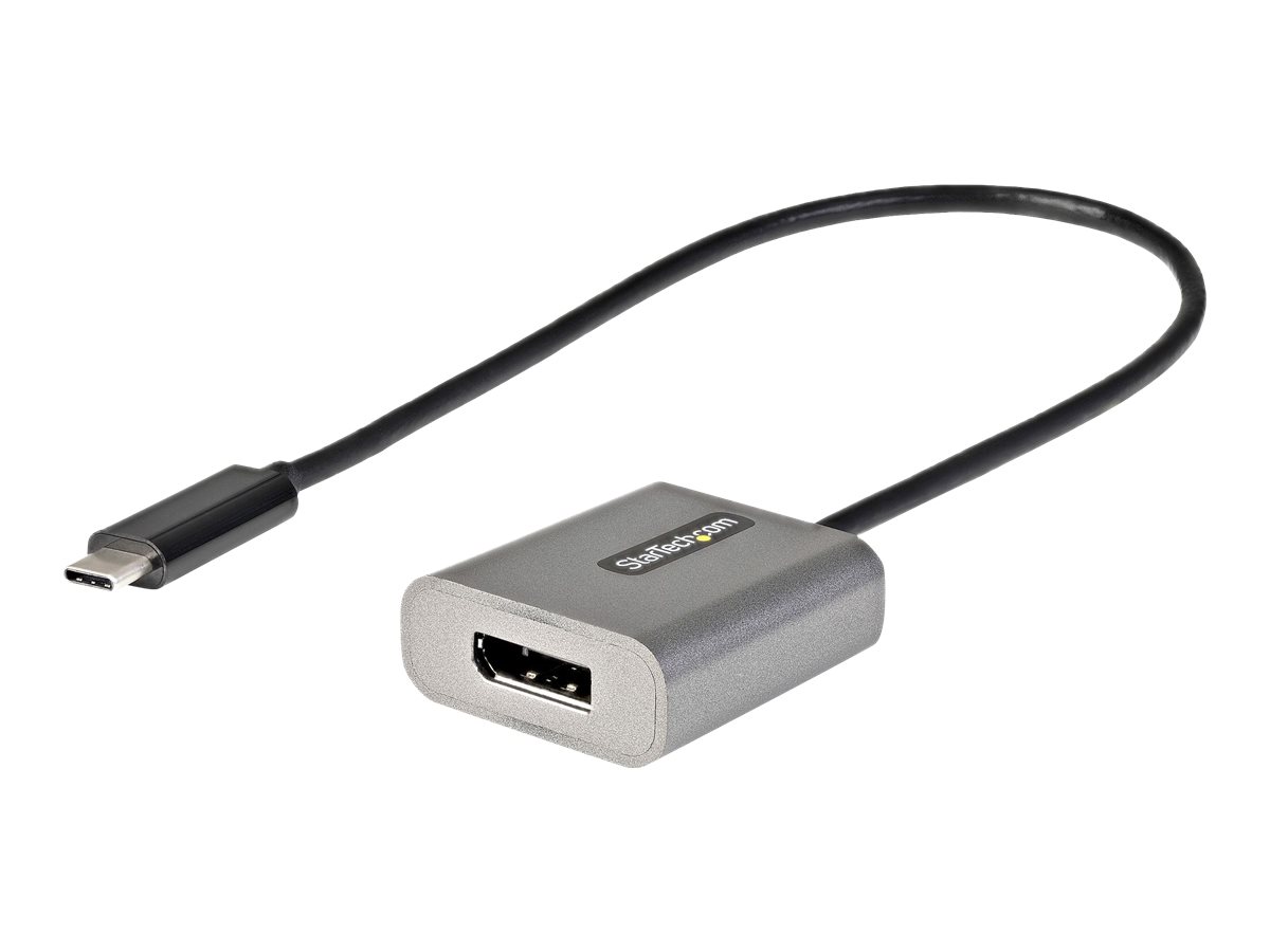 StarTech.com USB C to DisplayPort Adapter, 8K/4K 60Hz USB-C to DisplayPort 1.4 Adapter Dongle, USB Type-C to DP Monitor Video Converter, Thunderbolt 3 Compatible, w/12" Long Attached Cable - HBR3, DSC, DP Alt Mode (CDP2DPEC) - Adaptador de vídeo - US