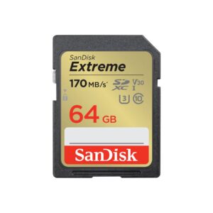 SanDisk Extreme - Cartão de memória flash - 64 GB - Video Class V30 / UHS-I U3 / Class10 - SDXC UHS-I