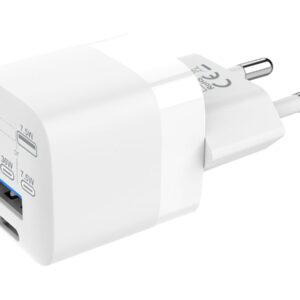 USB A and C Fast Charger with EU Plug adapter - from mfi certified factory - 30 w - 5v 3a or 9v 3a or 12v 2.5a or 15v 2a or 20v 1.5a - USB c socket - USB a socket - EU CEE 7/7 schuko plug - gallium nitride (gan) transistors makes it very compact - fa