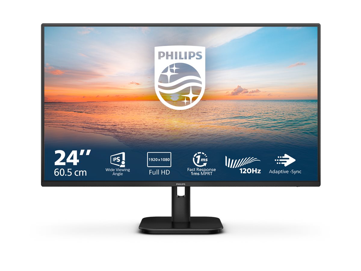 Philips 24E1N1100A - 1000 Series - monitor LED - 24" (23.8" visível) - 1920 x 1080 Full HD (1080p) @ 100 Hz - IPS - 250 cd/m² - 1300:1 - 1 ms - HDMI, VGA - altifalantes - preto