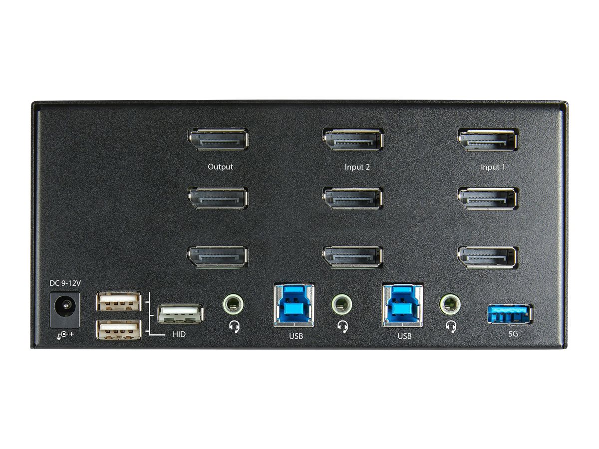 StarTech.com 2 Port Triple Monitor DisplayPort KVM Switch, 4K 60Hz UHD HDR, Desktop 4K DP 1.2 KVM with 2 Port USB 3.0 Hub (5Gbps) & 4x USB 2.0 HID Ports, Audio, Hotkey Switching, TAA - Keyboard/Video/Mouse Switch - Chave de KVM / áudio - 2 x KVM / áu - Image 3