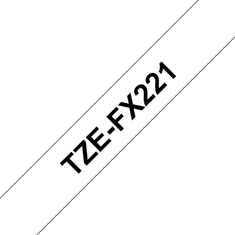Brother TZe-FX221 - Adesivo - preto em branco - Rolo (0,9 cm x 8 m) 1 cassete(s) fita de identificação flexível - para Brother DCP-T310, T520, InkBenefit Plus DCP-T310, P-Touch PT-D200, E550, H105, P300, P750