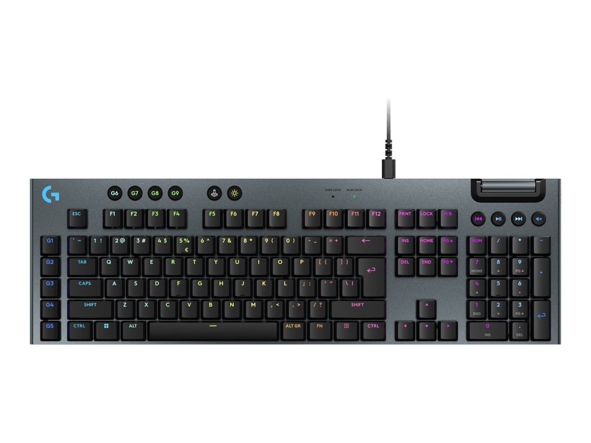 Logitech G G915 X - Teclado - luz traseira - USB - QWERTY - Padrão internacional americano - interruptor: GL Tactile - preto